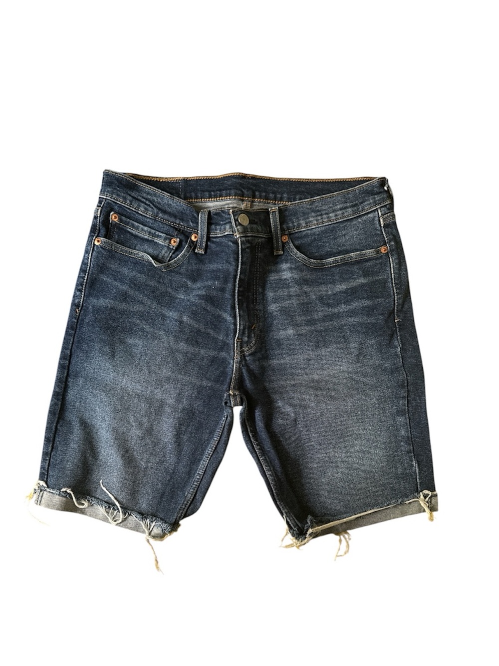 Levi's Dark Blue Denim Cutoff Shorts with Raw Hem